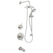 Miseno Mia Pressure Balanced Shower System with 1.8 GPM Rain Shower Head, Hand Shower, Slide Bar, Tub Spout, and Wall Mounted Rain Shower Arm Brushed Nickel