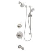 Miseno Mia Pressure Balanced Shower System with 1.8 GPM Rain Shower Head, Hand Shower, Slide Bar, Tub Spout, and Standard Shower Arm Brushed Nickel