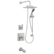 Miseno Elysa Pressure Balanced Shower System with 2.0 GPM Rain Shower Head, Hand Shower, Slide Bar, Tub Spout, and Wall Mounted Rain Shower Arm Brushed Nickel