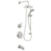Miseno Bella Pressure Balanced Shower System with 2.0 GPM Rain Shower Head, Hand Shower, Slide Bar, Tub Spout, and Wall Mounted Rain Shower Arm Brushed Nickel