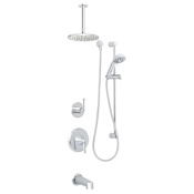 Miseno Bella Pressure Balanced Shower System with 1.8 GPM Rain Shower Head, Hand Shower, Slide Bar, Tub Spout, and Ceiling Mounted Shower Arm Polished Chrome