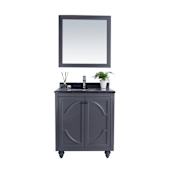 Miseno Odyssey 30" Free Standing Single Basin Vanity Set with Cabinet and Vanity Top Grey / Black Wood