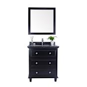 Miseno Luna 30" Free Standing Single Basin Vanity Set with Cabinet and Marble Vanity Top Espresso / Black Wood