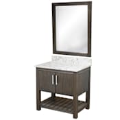 Miseno 30" Free Standing Vanity Set with Cabinet, Quartz Vanity Top and Mirror Cafe Mocha / Cafe Mocha Top / Brushed Nickel Hardware