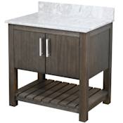 Miseno 30" Free Standing Vanity Set with Cabinet and Marble Vanity Top Cafe Mocha / Carrara White Top / Brushed Nickel Hardware