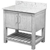 Miseno 30" Free Standing Vanity Set with Cabinet and Quartz Vanity Top Stonewash Grey / Cafe Mocha Top / Brushed Nickel Hardware