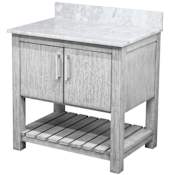 Miseno 30" Free Standing Vanity Set with Cabinet and Marble Vanity Top Stonewash Grey / Carrara White Top / Brushed Nickel Hardware