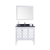 Miseno Mediterraneo 36" Free Standing Single Basin Vanity Set with Cabinet and Marble Vanity Top White / Black Wood