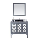 Miseno Mediterraneo 36" Free Standing Single Basin Vanity Set with Cabinet and Marble Vanity Top Grey / Black Wood