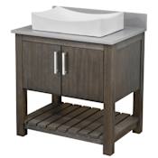 Miseno Ocean Breeze 36" Free Standing Single Basin Vanity Set with Cabinet and Quartz Vanity Top Cafe Mocha / Storm Grey Top / Brushed Nickel Hardware