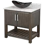 Miseno Ocean Breeze 36" Free Standing Single Basin Vanity Set with Cabinet and Quartz Vanity Top Cafe Mocha / Cafe Mocha Top / Brushed Nickel Hardware
