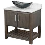 Miseno Ocean Breeze 36" Free Standing Single Basin Vanity Set with Cabinet and Quartz Vanity Top Cafe Mocha / Cafe Mocha Top / Brushed Nickel Hardware