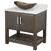 Miseno Ocean Breeze 36" Free Standing Single Basin Vanity Set with Cabinet and Quartz Vanity Top Cafe Mocha / Cafe Mocha Top / Brushed Nickel Hardware