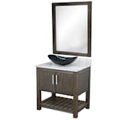 Miseno Ocean Breeze 36" Free Standing Single Basin Vanity Set with Cabinet and Marble Vanity Top Cafe Mocha / Carrara White Top / Brushed Nickel Hardware