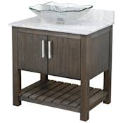 Miseno Ocean Breeze 36" Free Standing Single Basin Vanity Set with Cabinet and Marble Vanity Top Cafe Mocha / Carrara White Top / Brushed Nickel Hardware