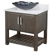 Miseno Ocean Breeze 36" Free Standing Single Basin Vanity Set with Cabinet and Marble Vanity Top Cafe Mocha / Carrara White Top / Brushed Nickel Hardware