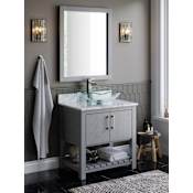 Miseno Ocean Breeze 36" Free Standing Single Basin Vanity Set with Cabinet and Quartz Vanity Top Stonewash Grey / Cafe Mocha Top / Brushed Nickel Hardware