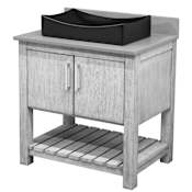 Miseno Ocean Breeze 36" Free Standing Single Basin Vanity Set with Cabinet and Quartz Vanity Top Stonewash Grey / Storm Grey Top / Brushed Nickel Hardware