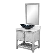 Miseno Ocean Breeze 36" Free Standing Single Basin Vanity Set with Cabinet and Quartz Vanity Top Stonewash Grey / Cafe Mocha Top / Brushed Nickel Hardware