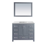 Miseno Wilson 42" Free Standing Single Basin Vanity Set with Cabinet and Solid Surface Vanity Top Grey / Matte White
