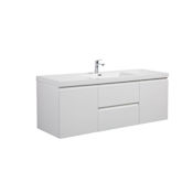 Miseno Aurora 60" Wall Mounted Single Basin Vanity Set with Cabinet and Acrylic Vanity Top Glossy Polar White