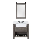 Miseno Villareal 36" Free Standing Single Basin Vanity Set with Cabinet, Stone Composite Vanity Top, and Framed Mirror Classical Grey / White