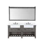 Miseno Villareal 72" Free Standing Double Basin Vanity Set with Cabinet, Stone Composite Vanity Top, and Framed Mirror Classical Grey / White