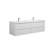 Miseno Aurora 72" Wall Mounted Double Basin Vanity Set with Cabinet and Acrylic Vanity Top Glossy Polar White