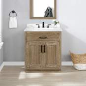 Miseno Bailey 30" Free Standing Single Basin Vanity Set with Cabinet and Engineered Quartz Vanity Top Driftwood Oak