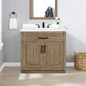 Miseno Bailey 36" Free Standing Single Basin Vanity Set with Cabinet and Engineered Quartz Vanity Top Driftwood Oak
