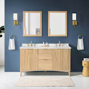 Miseno Indy 60" Free Standing Double Basin Vanity Set with Cabinet and Cultured Marble Vanity Top Rustic Ash / White Engineered Marble