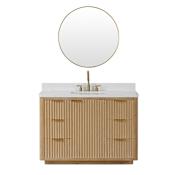 Miseno Cadiz 48" Free Standing Single Basin Vanity Set with Cabinet, Composite Stone Vanity Top and Mirror Washed Ash Grey