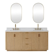 Miseno Cadiz 72" Free Standing Double Basin Vanity Set with Cabinet, Composite Stone Vanity Top and Mirror Washed Ash Grey
