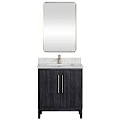 Miseno Gara 30" Free Standing Single Basin Vanity Set with Cabinet, Composite Stone Vanity Top and Mirror Fir Wood Black