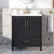 Miseno Hobart 30" Free Standing Single Basin Vanity Set with Cabinet and Marble Vanity Top Ebony Wood