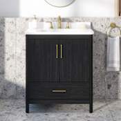 Miseno Hobart 36" Free Standing Single Basin Vanity Set with Cabinet and Marble Vanity Top Ebony Wood