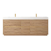 Miseno Huesca 84" Free Standing Double Basin Vanity Set with Cabinet and Composite Stone Vanity Top - No Mirror North American Oak
