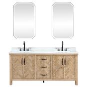 Miseno Javier 72" Free Standing Double Basin Vanity Set with Cabinet, Composite Stone Vanity Top and Mirror Antique Brown