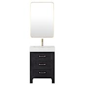 Miseno León 24" Free Standing Single Basin Vanity Set with Cabinet, Composite Stone Vanity Top and Mirror Fir Wood Black