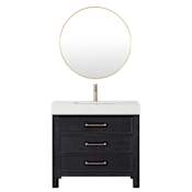 Miseno León 36" Free Standing Single Basin Vanity Set with Cabinet, Composite Stone Vanity Top and Mirror Fir Wood Black