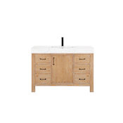 Miseno León 48" Free Standing Single Basin Vanity Set with Cabinet and Stone Composite Vanity Top Fir Wood Brown / Lightning White