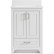 Miseno Lucerne 24" Free Standing Single Basin Vanity Set with Cabinet and Engineered Stone Vanity Top Bright White