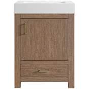 Miseno Alanya 24" Free Standing Single Basin Vanity Set with Cabinet and Stone Composite Vanity Top Walnut Drift