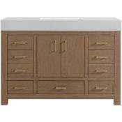 Miseno Alanya 48" Free Standing Single Basin Vanity Set with Cabinet and Stone Composite Vanity Top Walnut Drift