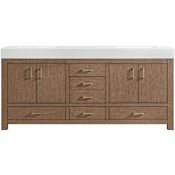 Miseno Alanya 72" Free Standing Double Basin Vanity Set with Cabinet and Stone Composite Vanity Top Walnut Drift