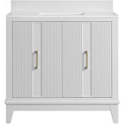 Miseno Fenwick 36" Free Standing Single Basin Vanity Set with Cabinet and Engineered Stone Vanity Top Bright White