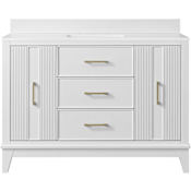 Miseno Fenwick 48" Free Standing Single Basin Vanity Set with Cabinet and Engineered Stone Vanity Top Bright White