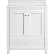 Miseno Claudine 30" Free Standing Single Basin Vanity Set with Cabinet and Engineered Stone Vanity Top Bright White
