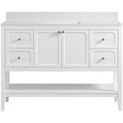 Miseno Ravello 48" Single Basin Vanity Set with 3/4" Marble Stone Composite Top, Rectangular Sink, USB Port, and Electrical Outlet Bright White