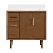 Miseno Mertola 36" Free Standing Single Basin Vanity Set with Cabinet and Stone Composite Vanity Top Dark Maplewood